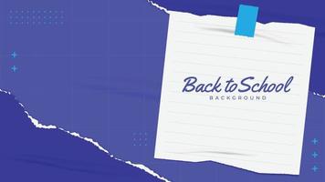 Back to school banner, glued torn paper background vector texture with empty space