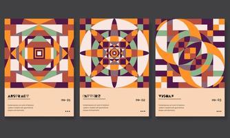 Set of  abstract retro covers backgrounds with geometric shape. Colorful geometry backgrounds, applicable for Cover, Poster, Card Design vector