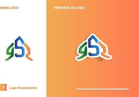 visualización del logotipo con maqueta 3d. concepto de presentación del logotipo de las directrices vector