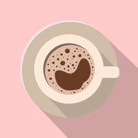 Cup of coffee and saucer top view. Flat design. Vector illustration