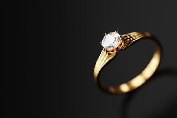 Gold Diamond Ring Macro Soft focus 3D Rendering