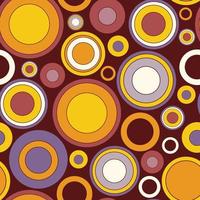 Vector seamless pattern with circles in groovy retro style. pastel colors on dark red. Paper or fabric print, wallpaper, background