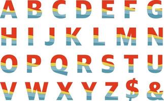 alfabeto inglés vector fuente carta diseño naturaleza color carta texto rojo azul amarillo
