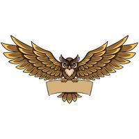 Cute owl cartoon with blank sign vector