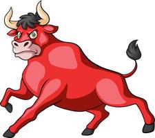 Charging red bull cartoon character vector