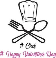 Chef Valentine's Day T-shirt Designs Template vector