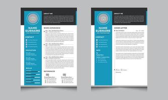 Black and White Resume and Cover Letter Cv Templates Design vector