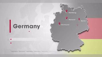 Germany map whit most important Cities video