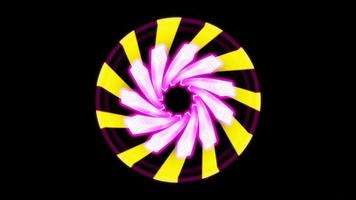 lignes jaunes violettes abstraites dans la boucle vj de l'anneau de cercle de néon. images FullHD de haute qualité video