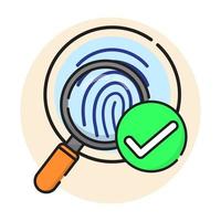 fingerprint scanning. identity verification. user authorization. security system concept. a magnifying glass with a fingerprint.  vector illustration.