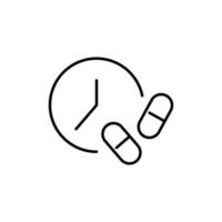 Time of Taking Pills Line Icon. Vector sign for applications, books, banners, adverts, sites, shops, stores