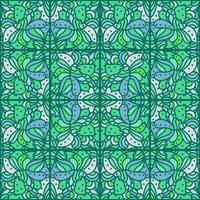 Adorno de mosaico sin costura mandala a mano alzada. Resumen de patrones sin fisuras con elementos florales y plantas. vector