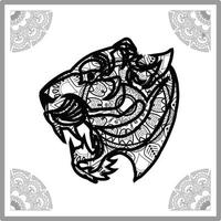 tigre. mándala de flores. elementos decorativos antiguos con mandalas. patrón oriental, ilustración vectorial. motivos islámicos, árabes, indios, turcos, paquistaníes, chinos y otomanos vector