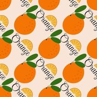 Vector seamless pattern. Orange with an inscription on a white background.