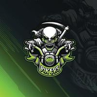 Death on motorbike logo for esport, sport, or game team mascot. vector