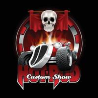 logotipo de hot rod vintage para imprimir en camisetas o carteles. ilustración vectorial vector