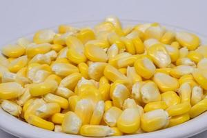 beautiful yellow sweet corn with macro and close up view photo