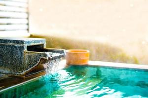 Japanese Hot Springs Onsen Natural Bath,  In the natural healing bamboo room, soft focus. photo