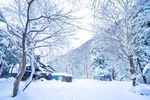 fuertes nevadas en el pueblo de heike no sato en la prefectura de tochigi, ciudad de nikko, japón foto