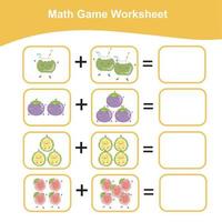 Counting worksheet for children. Count and write the answer. Mathematic worksheet. Vector illustration.