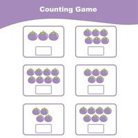 Counting worksheet for children. Count and write the answer. Mathematic worksheet. Vector illustration.