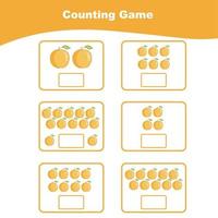 Counting worksheet for children. Count and write the answer. Mathematic worksheet. Vector illustration.