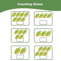 Counting worksheet for children. Count and write the answer. Mathematic worksheet. Vector illustration.