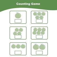 Counting worksheet for children. Count and write the answer. Mathematic worksheet. Vector illustration.