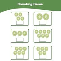 Counting worksheet for children. Count and write the answer. Mathematic worksheet. Vector illustration.