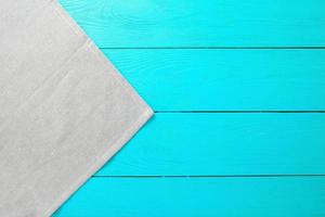 top view empty wooden table and tablecloth copy space photo