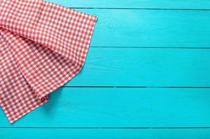 top view empty wooden table and tablecloth copy space photo