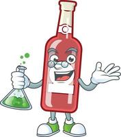 Cute champagne red bottle cartoon vector