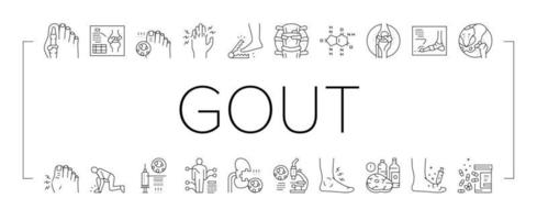 Gout Health Disease Collection Icons Set Vector