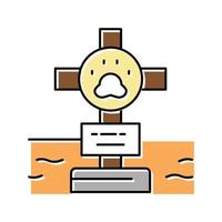 grave pet with cross color icon vector illustration