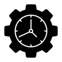 Vector design of time management, clock inside gear