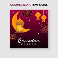 ramadan kareem social media post template with lantern vector