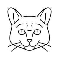 gato azul ruso lindo mascota línea icono vector ilustración