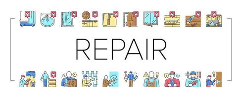 Repair Furniture And Building Icons Set Vector