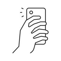 making photo on smartphone camera line icon vector illustration