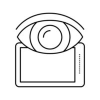 watching on tablet screen line icon vector illustration