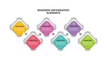 Infographic thin line design with icons and 6 options or steps. Infographics for business concept. For content, diagram, flowchart, steps, parts, timeline infographics, workflow, chart. vector