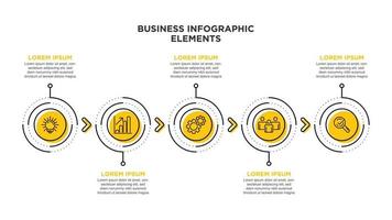 Infographic thin line design with icons and 5 options or steps. For content, diagram, flowchart, steps, parts, timeline infographics, workflow, chart. vector