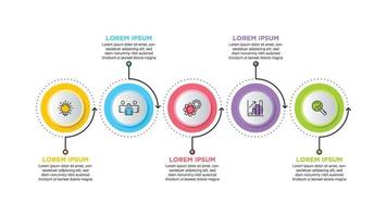 infografías para el concepto de negocio con iconos y 5 opciones o pasos. para contenido, diagrama, diagrama de flujo, pasos, partes, infografías de línea de tiempo, flujo de trabajo, gráfico. vector