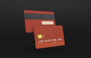 3D Credit card with nfc payment on black background photo