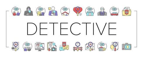 conjunto de iconos de colección de detectives privados vector