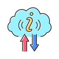 ilustración de vector de icono de color de almacenamiento de información en la nube