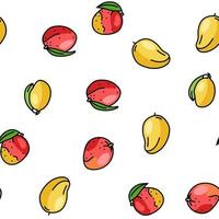 mango fruit fresh leaf yellow vector seamless pattern