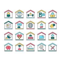 Home Training Course Collection Icons Set Vector