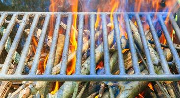 camp fire in   pit at  campsite photo