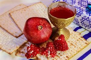 rosh hashanah jewish holiday matzoh passover bread Pomegranate photo